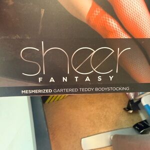 NWT Halter Neck Caged Net Teddy Bodystocking with attached stockings